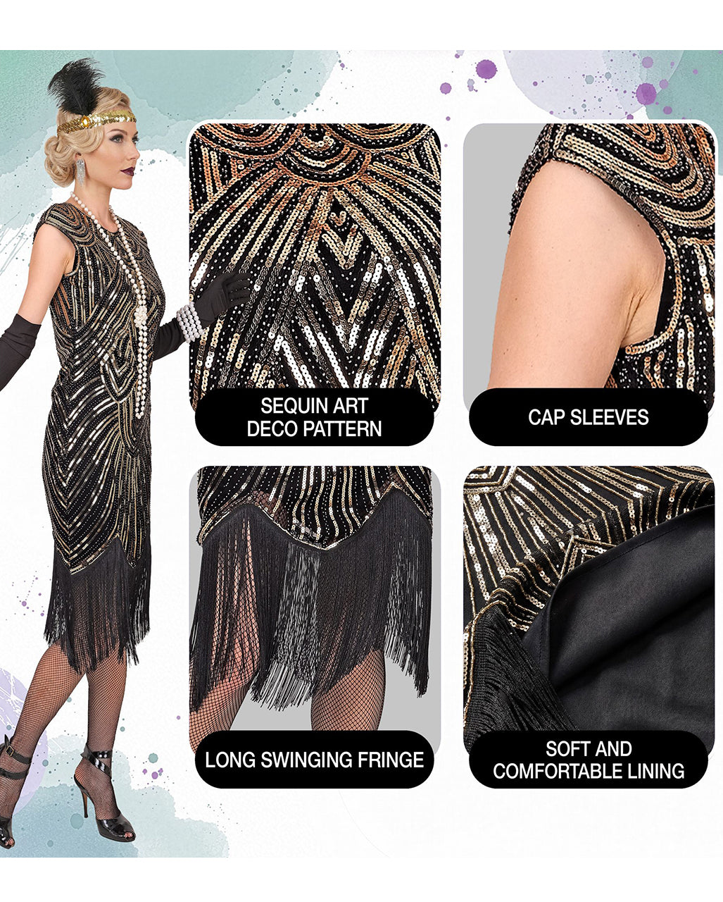 1920s Gatsby Flapper Costume Dress