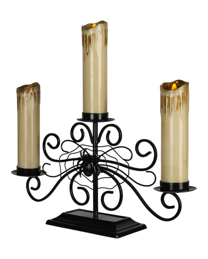 3-armiger Spinnen Kerzenleuchter mit LED-Kerzen 41cm