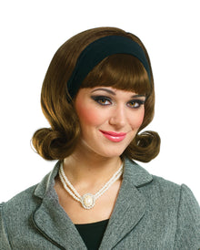 50er Jahre Perücke mit Haarband Brünette