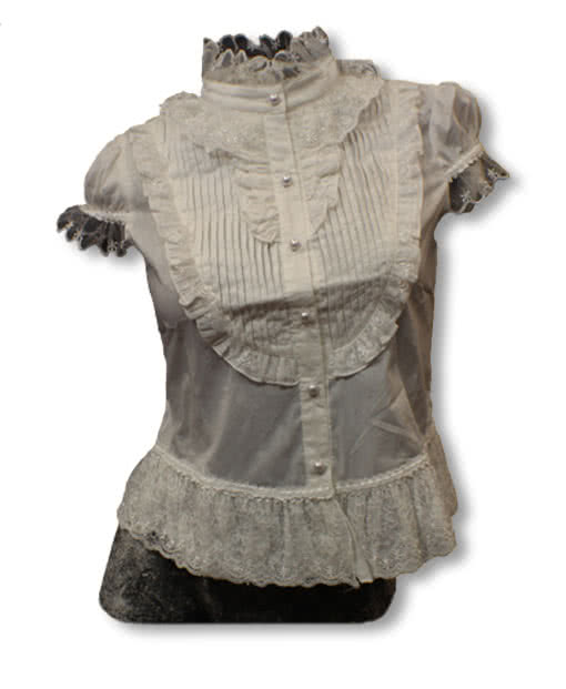 Weiße Rüschenbluse mit Puffärmeln