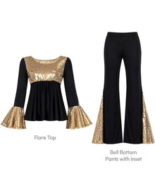70s Disco Kostüm für Damen Schwarz-Gold