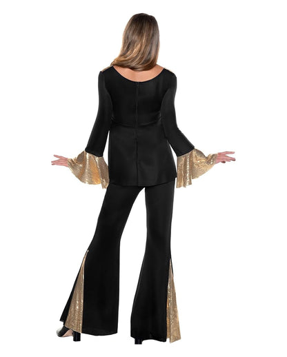 70s Disco Womens Costume Black-Gold