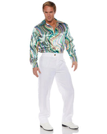 Glänzendes 70er Jahre Swirl Disco Hemd