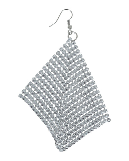 70`s Disco Ohrringe mit Metallic Gitter