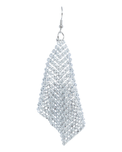 70`s Disco Ohrringe mit Metallic Gitter