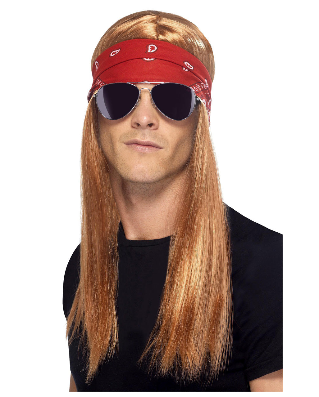 90´s Rockstar Wig Axel With Headband & Glasses