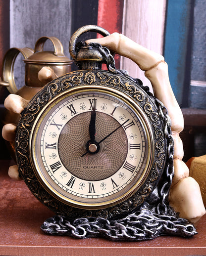 About Time Skeletthand mit Taschenuhr 14cm