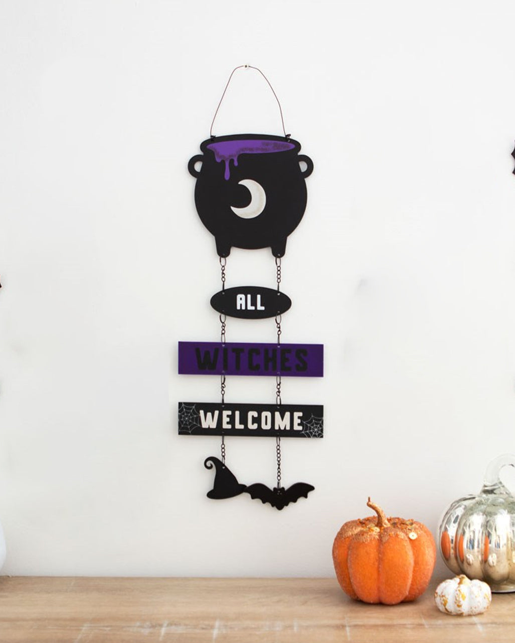 All Witches Welcome mit Hexenkessel 30cm