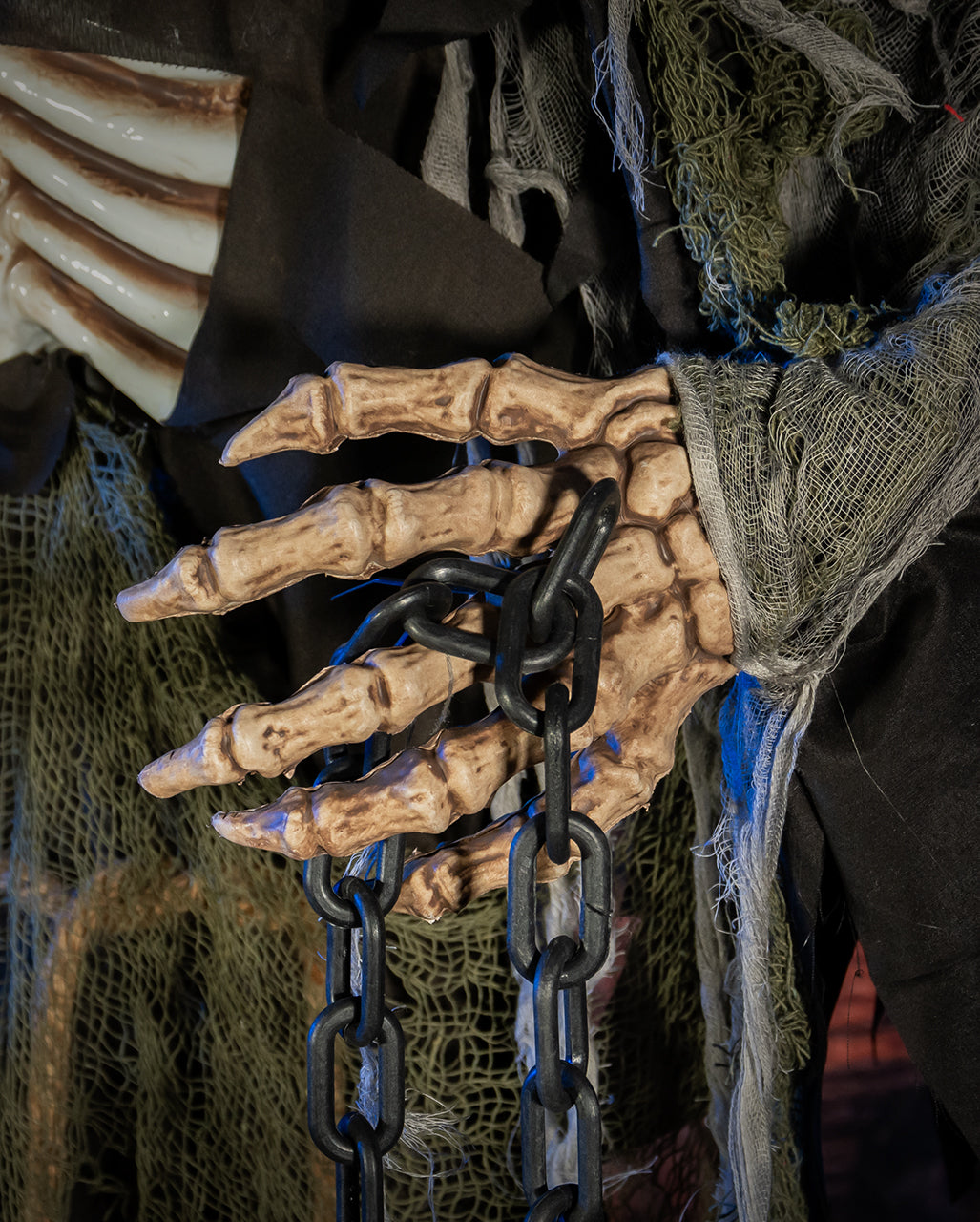Animierter Medieval Reaper mit Laterne & Kette 170cm