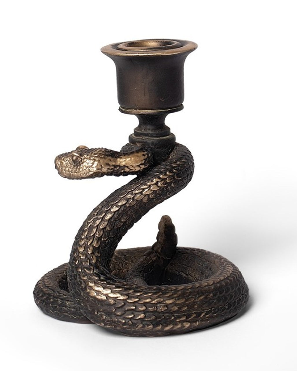 Antik Goldfarbene Schlange als Kerzenleuchter 11,5cm