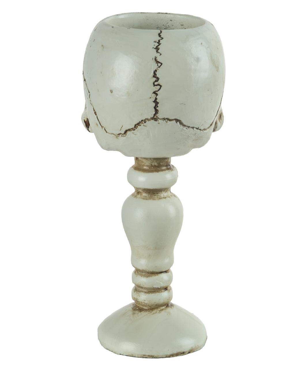 Antique White Skull Tealight Holder On Base 14.5cm