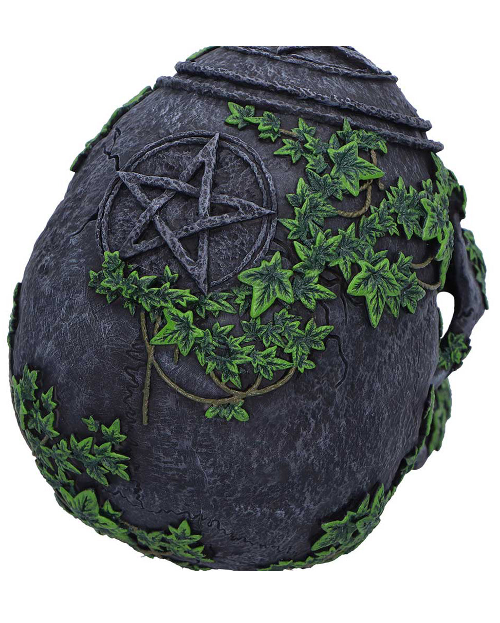 Antiker Pentagramm Totenkopf mit Efeu 19cm