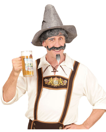 Bayerische Männerperücke mit Schnurrbart & Kinnbart