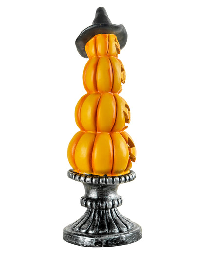 Illuminated Pumpkin Tower With Column & Witch's Hat 28.5cm