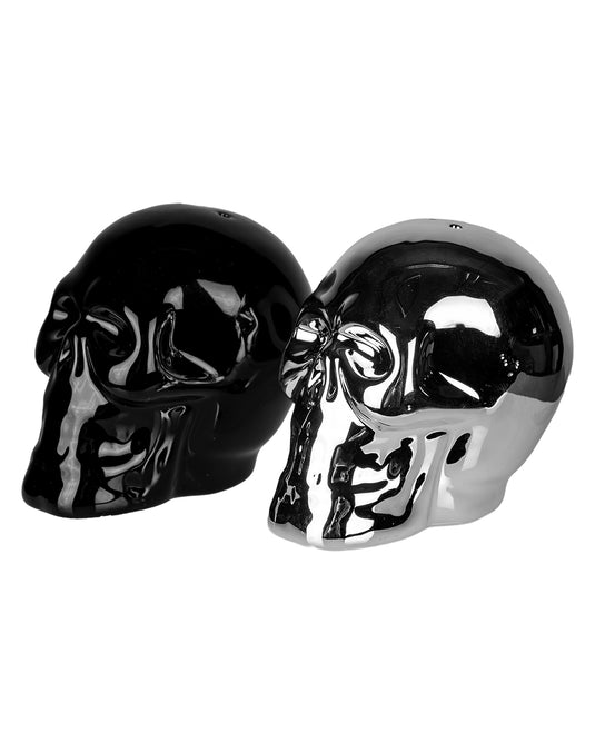 Schwarz & Silber Totenschädel Salz & Pfefferstreuer