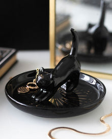 Schwarze Zauberkatze Schmuckschale Ø11cm
