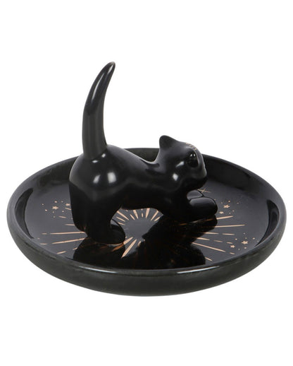 Schwarze Zauberkatze Schmuckschale Ø11cm