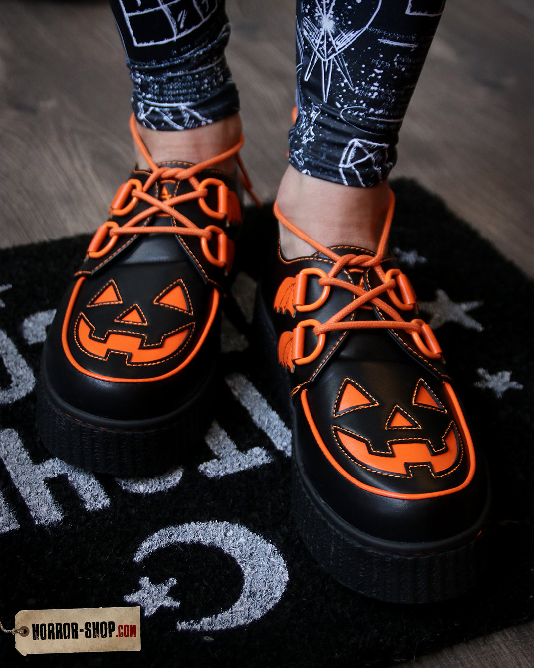 Schwarze Jack O'lantern Trick or Treat Schuhe