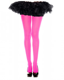 Neonpinke Nylon Strumpfhose Blickdicht