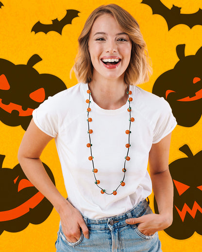 Blinkende Kürbis Halskette für Halloween