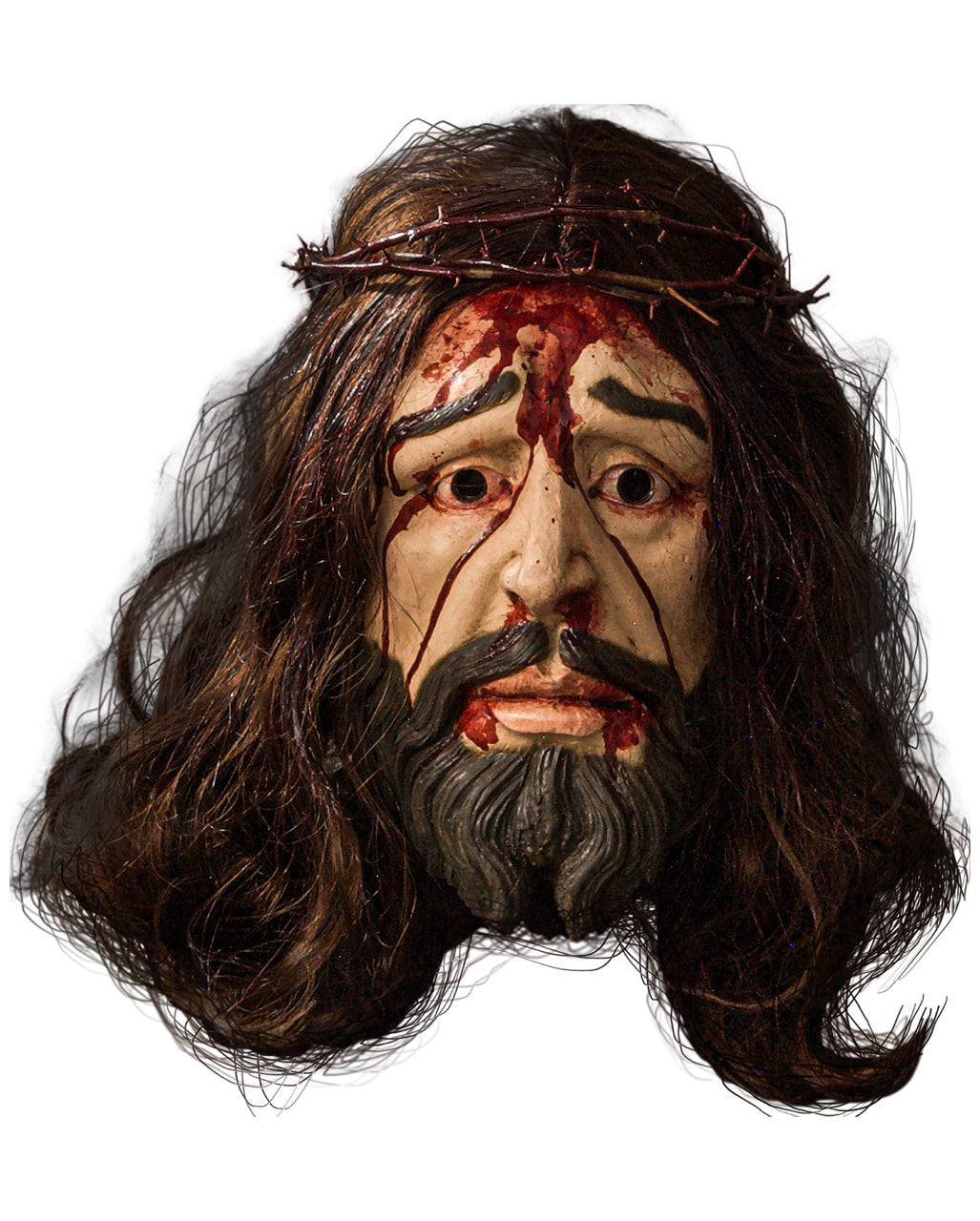 Blutige Jesus Maske mit Dornenkrone & Haaren