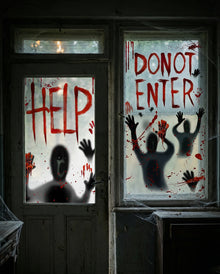 Blutige Halloween Tür & Fensterdeko 77x155cm - 2er Set