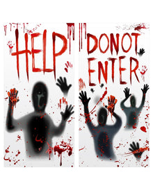 Blutige Halloween Tür & Fensterdeko 77x155cm - 2er Set