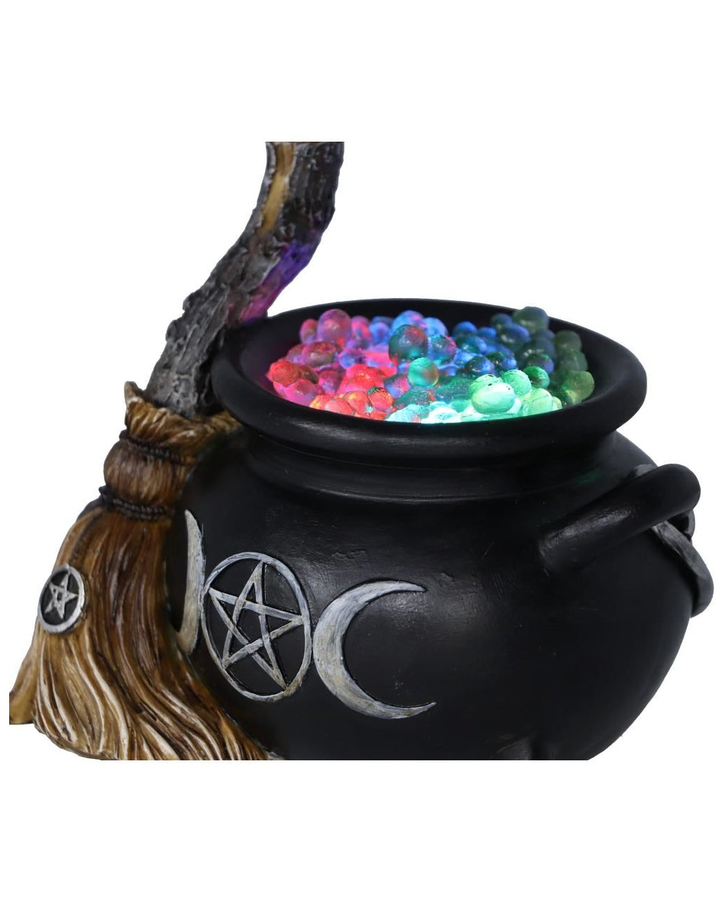 Brodelnder Hexenkessel Deko mit LED 14,5cm