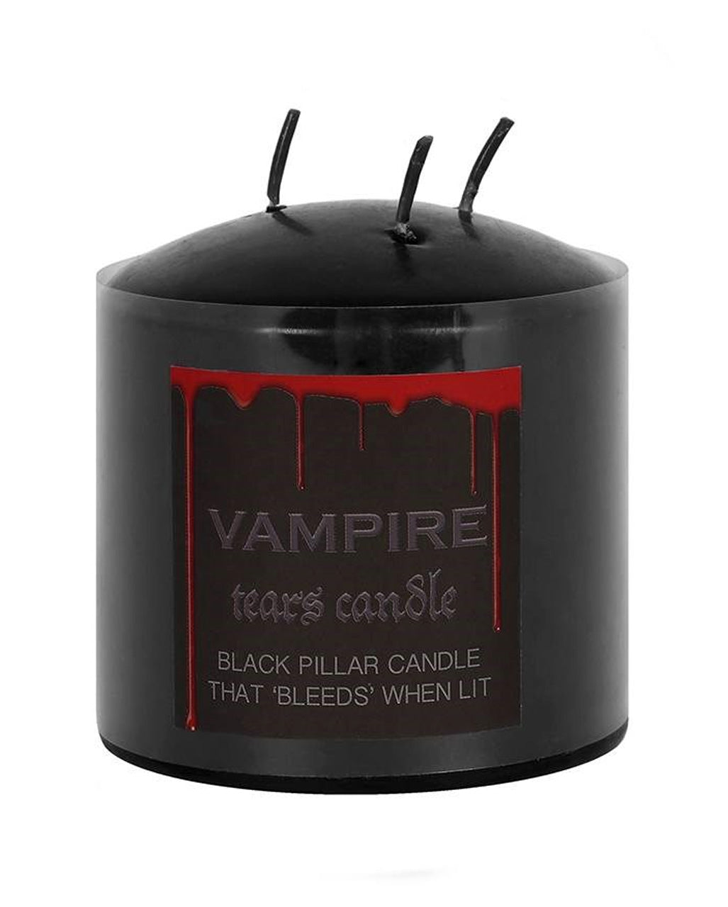Schwarze Stumpenkerze mit Vampir Blut 7,5cm