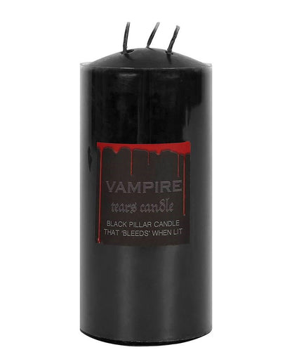 Schwarze Stumpenkerze mit Vampir Blut 15cm
