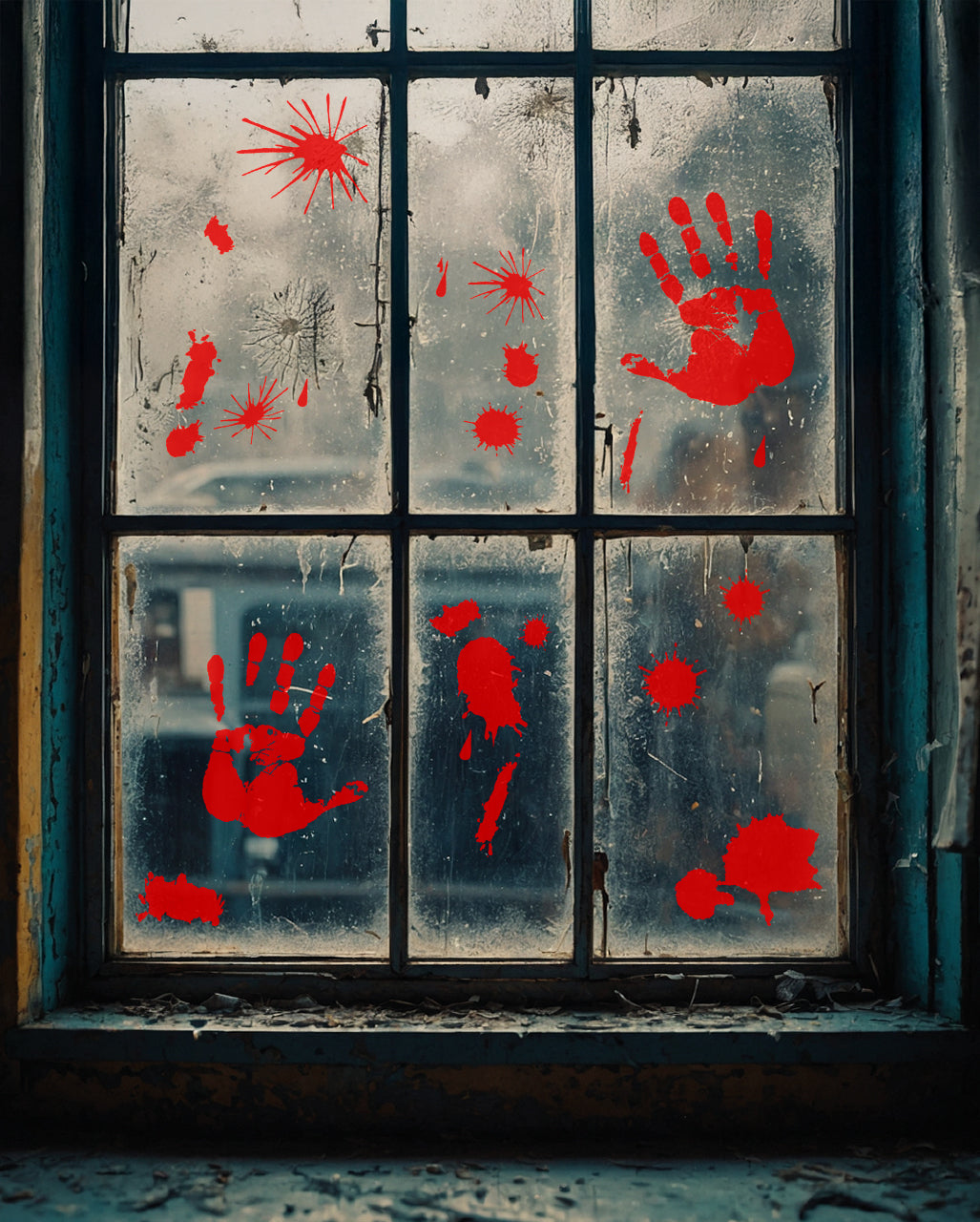 Bloody Handprints & Splatter Window Film
