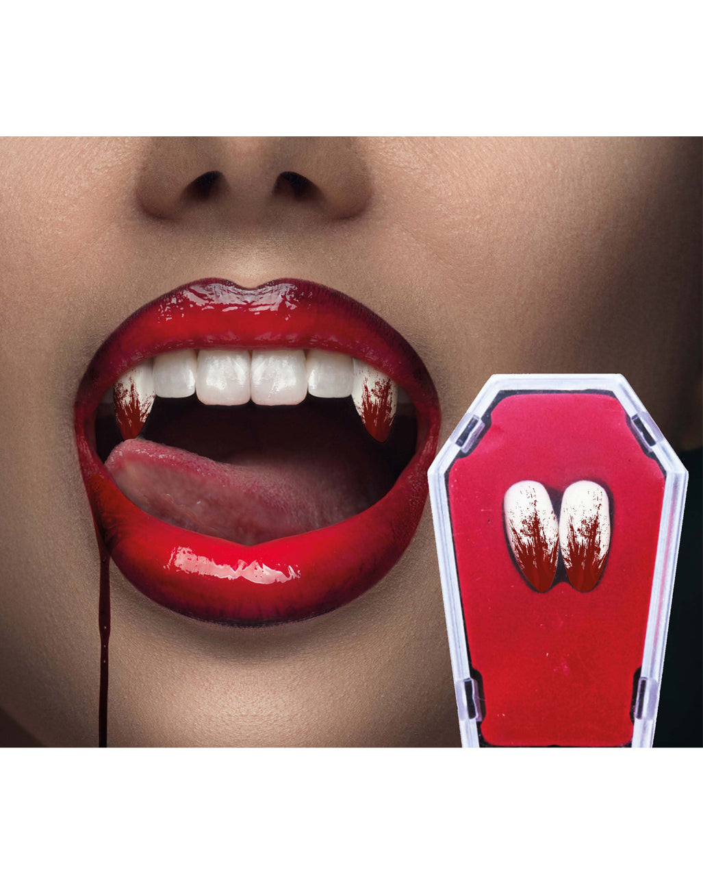 Blutige Vampireckzähne