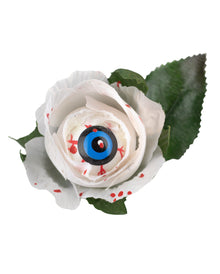 Weiße Rose mit Blutstropfen & Blauem Auge 42cm