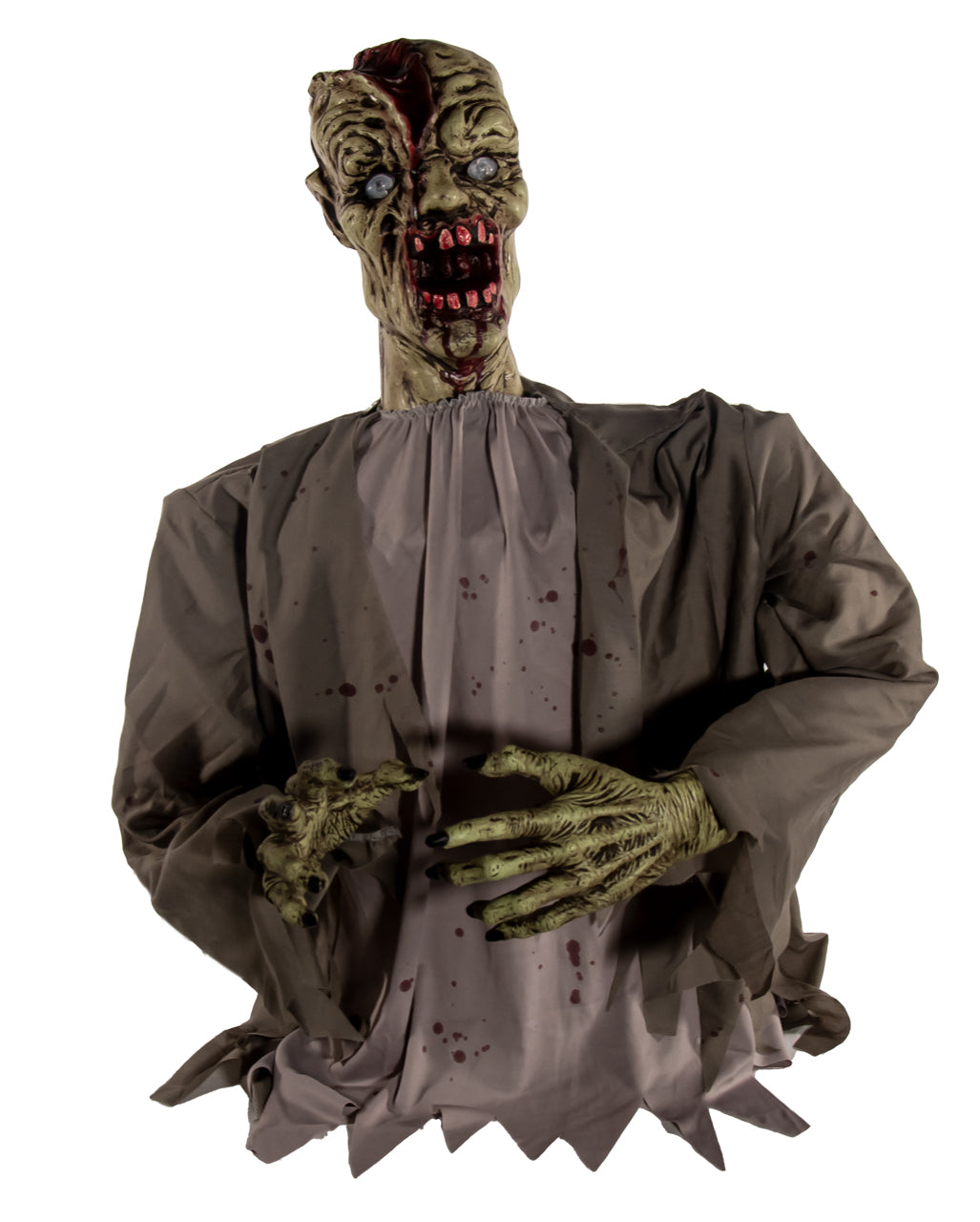 Blutüberströmter Zombie Torso mit Bewegung, Licht & Ton 80cm