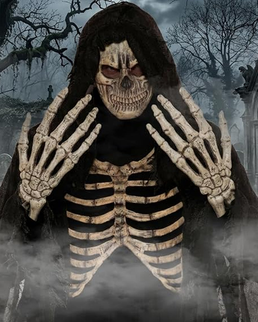 Knochen Reaper Kostüm mit Brustpanzer, Handschuhen & Maske