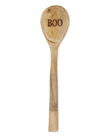 "Boo" Motiv Holzlöffel & Geschirrtuch Set
