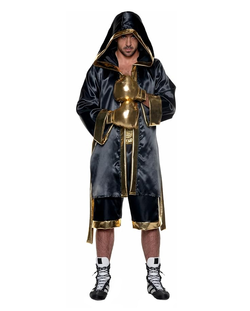 Boxer Kostüm für Herren Schwarz-Gold