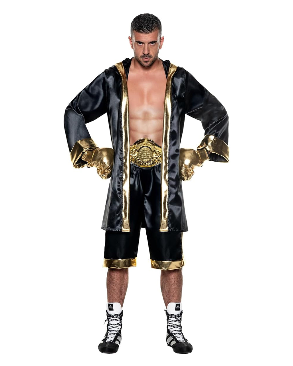 Boxer Kostüm für Herren Schwarz-Gold