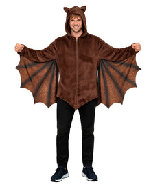 Braune Fledermaus Plüschjacke mit Flügeln & Kapuze