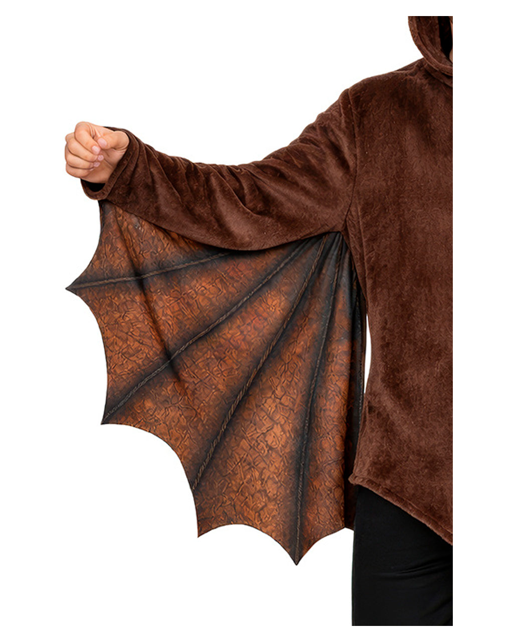 Braune Fledermaus Plüschjacke mit Flügeln & Kapuze