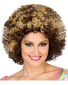 Braun-blonde 70er Afro Perücke