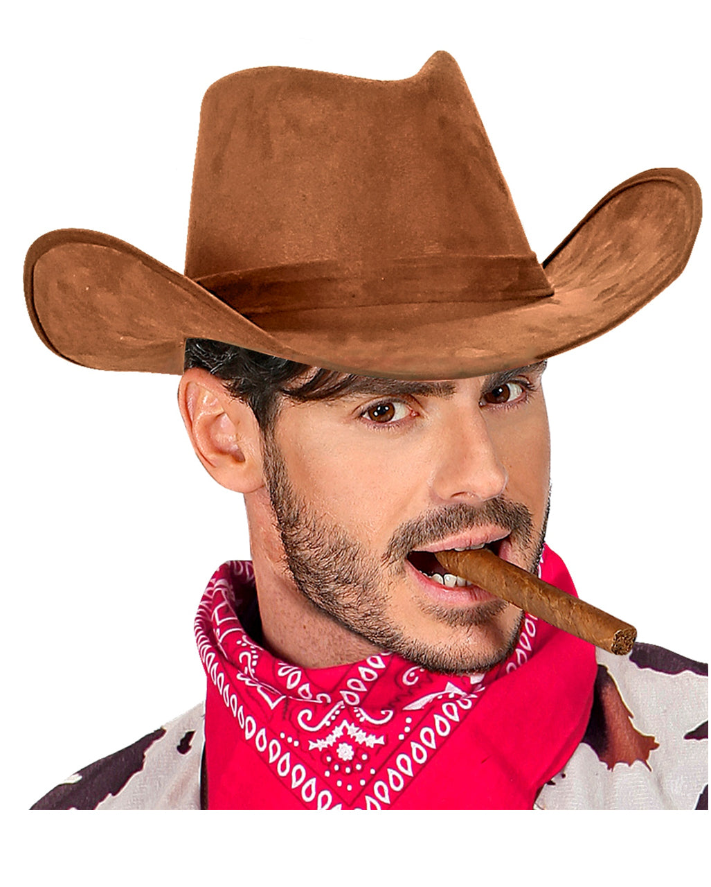 Brauner Cowboy Hut - Wildleder Look