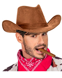 Brauner Cowboy Hut - Wildleder Look