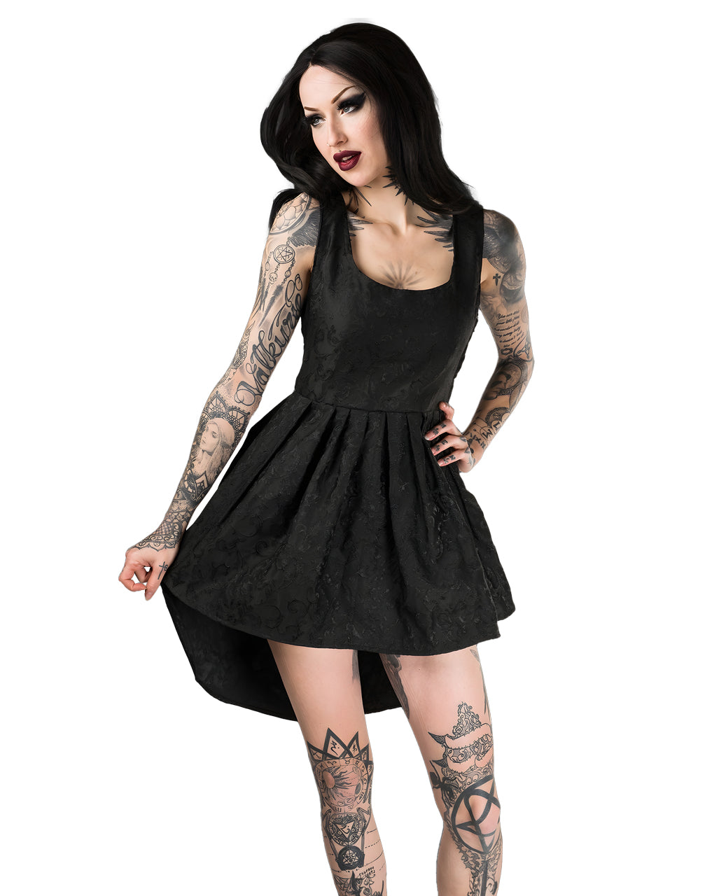 Kurzes Brokatkleid Onyx schwarz