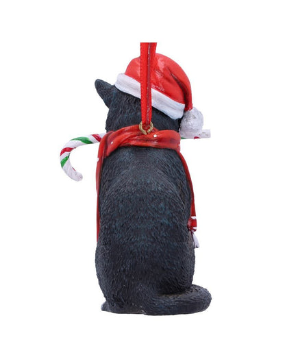 Katze mit Zuckerstange Weihnachtskugel 9cm