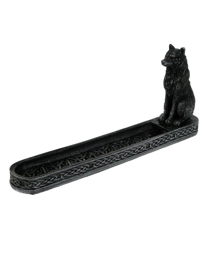 Catching The Scent Obsidian Wolf Räucherstäbchen Halter 25cm