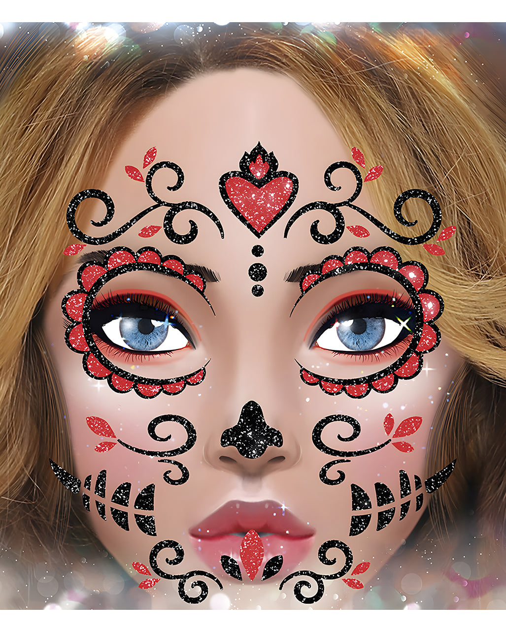 Glitzer Gesichtsaufkleber Catrina