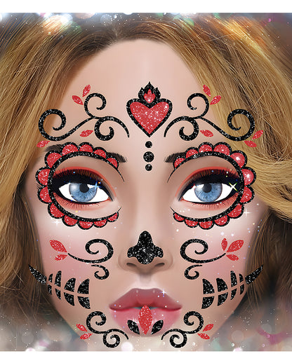 Glitzer Gesichtsaufkleber Catrina
