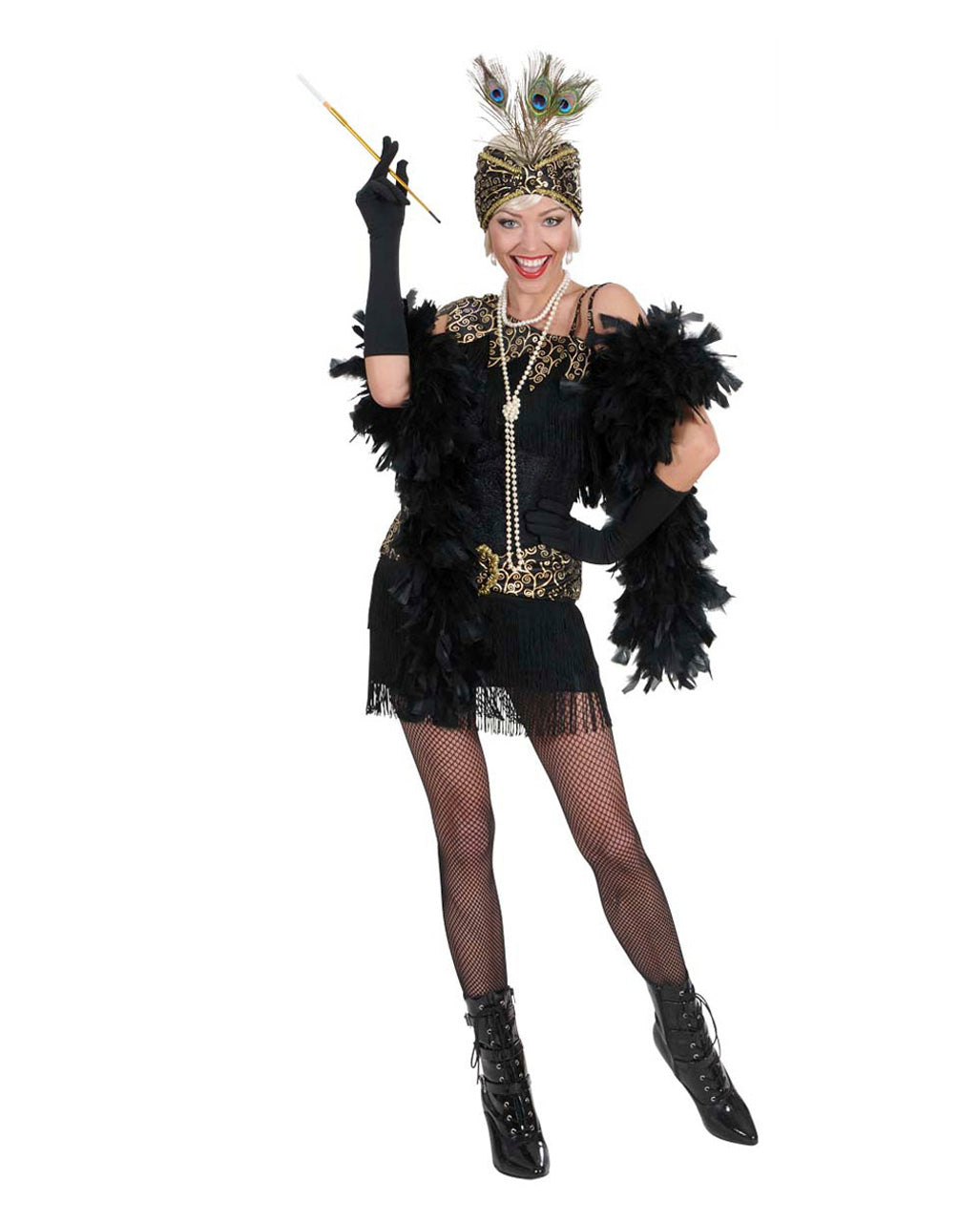 Flapper Kleid schwarz-gold