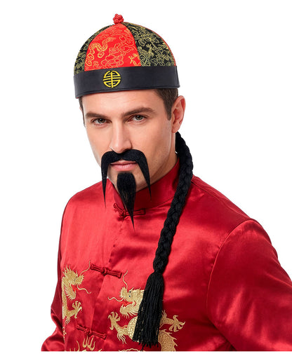 China Hut mit Kinn- & Schnurrbart